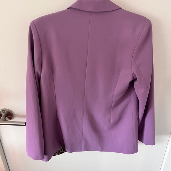 Purple blazer satin leopard lining real pockets - Picture 2 of 10